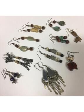 Lot Of 10 Beaded Earrings Pierced Variety Dangle Drop - Some Are Stone